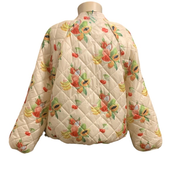 Melody Ehsani fruit print quilted pullover v-neckline and side pockets NWT - Picture 4 of 13